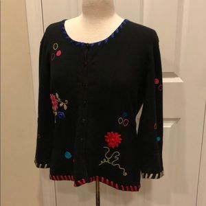 Chico’s cardigan embroidered sweater size 2